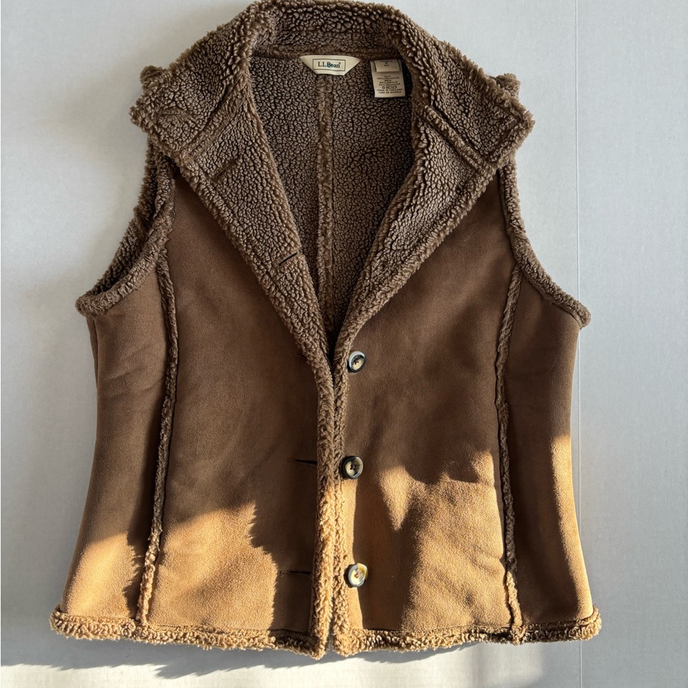 Vintage LL Bean Sherpa Vest Light Brown, PERFECT condition